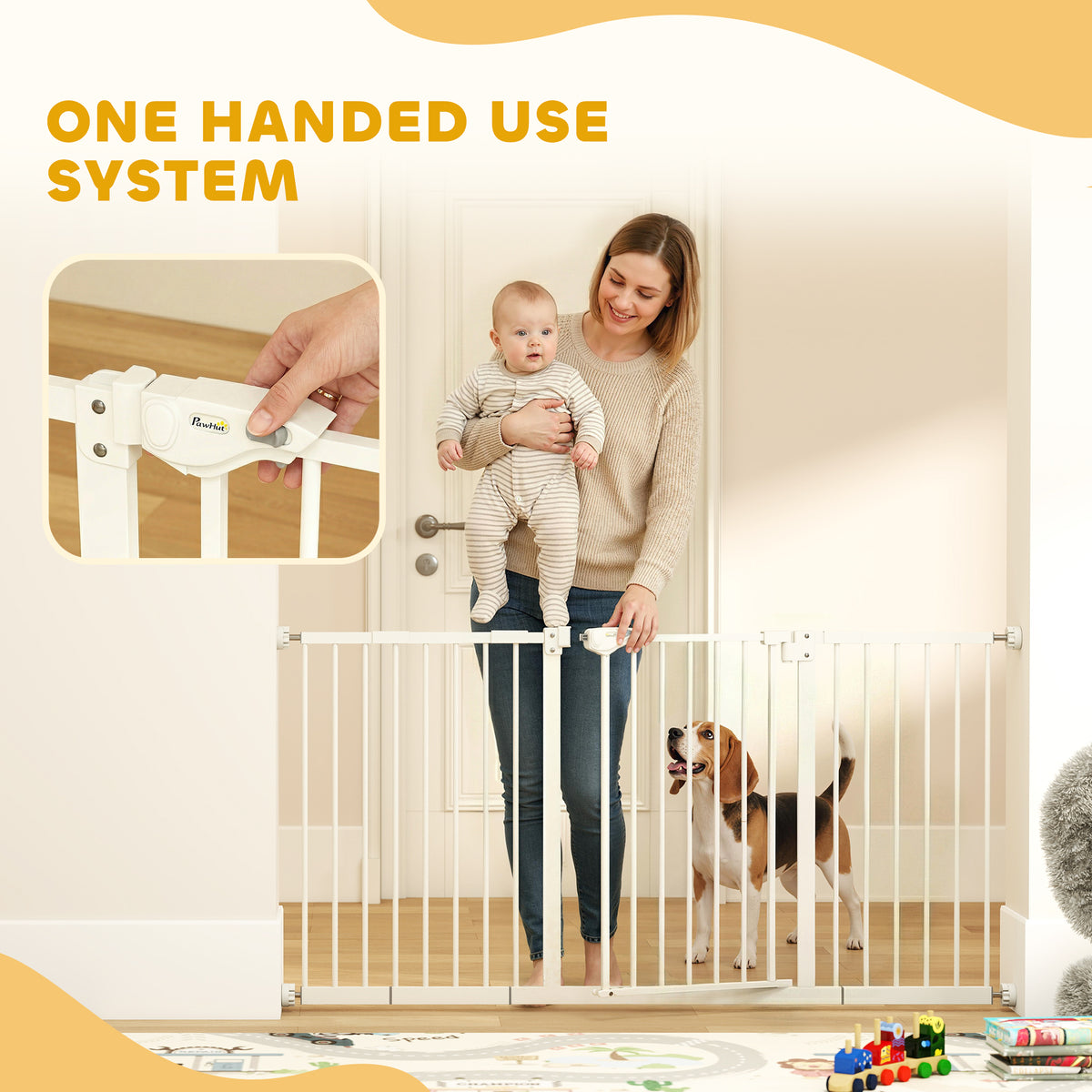 30 Inch Tall Pet Gate with Door Dog Gate and Barrier Indoor for Stairs Includes 7", 8", 12" Extensions Kit – view 9