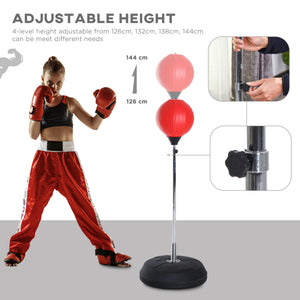 Soozier Boxing Bag with Stand, Freestanding Punching Bag with 49.6"-56.7" Adjustable Height, Fillable Base, Air Pump and Gloves