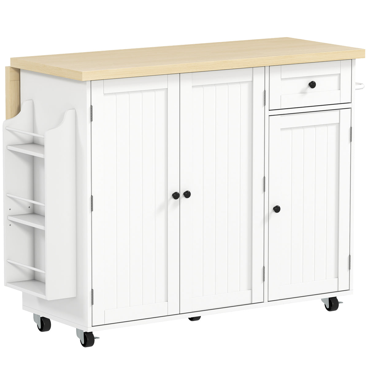 Kitchen Island Cart, Rolling Kitchen Island Table with Drop Leaf, Drawer, Spice and Towel Rack, Black – view 8