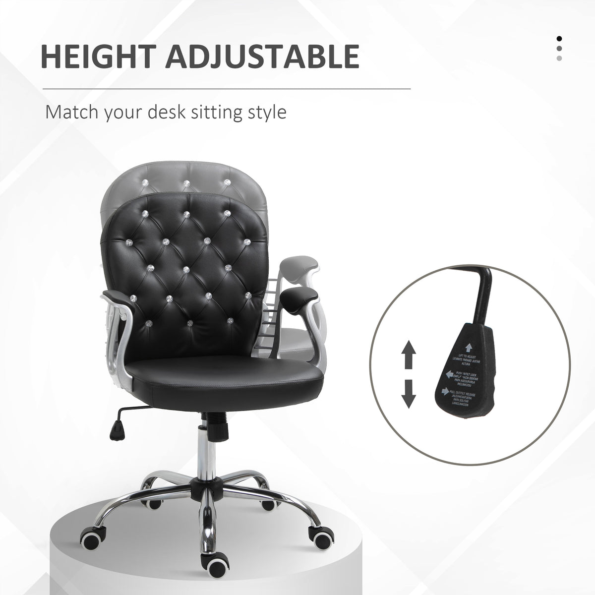 Office Chair, Comfortable Computer Desk Chair with Padded Seat and Adjustable Height, Tufted Back, Black – view 9
