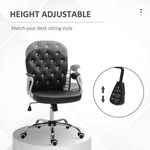 Office Chair, Comfortable Computer Desk Chair with Padded Seat and Adjustable Height, Tufted Back, Black – view 9