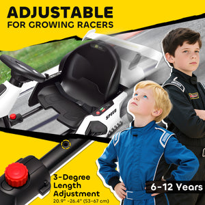 Aosom 24V Electric Go Kart, Battery Powered Kids Drift Kart with Adjustable Seat, Seat Belt, Horn, Music, Light