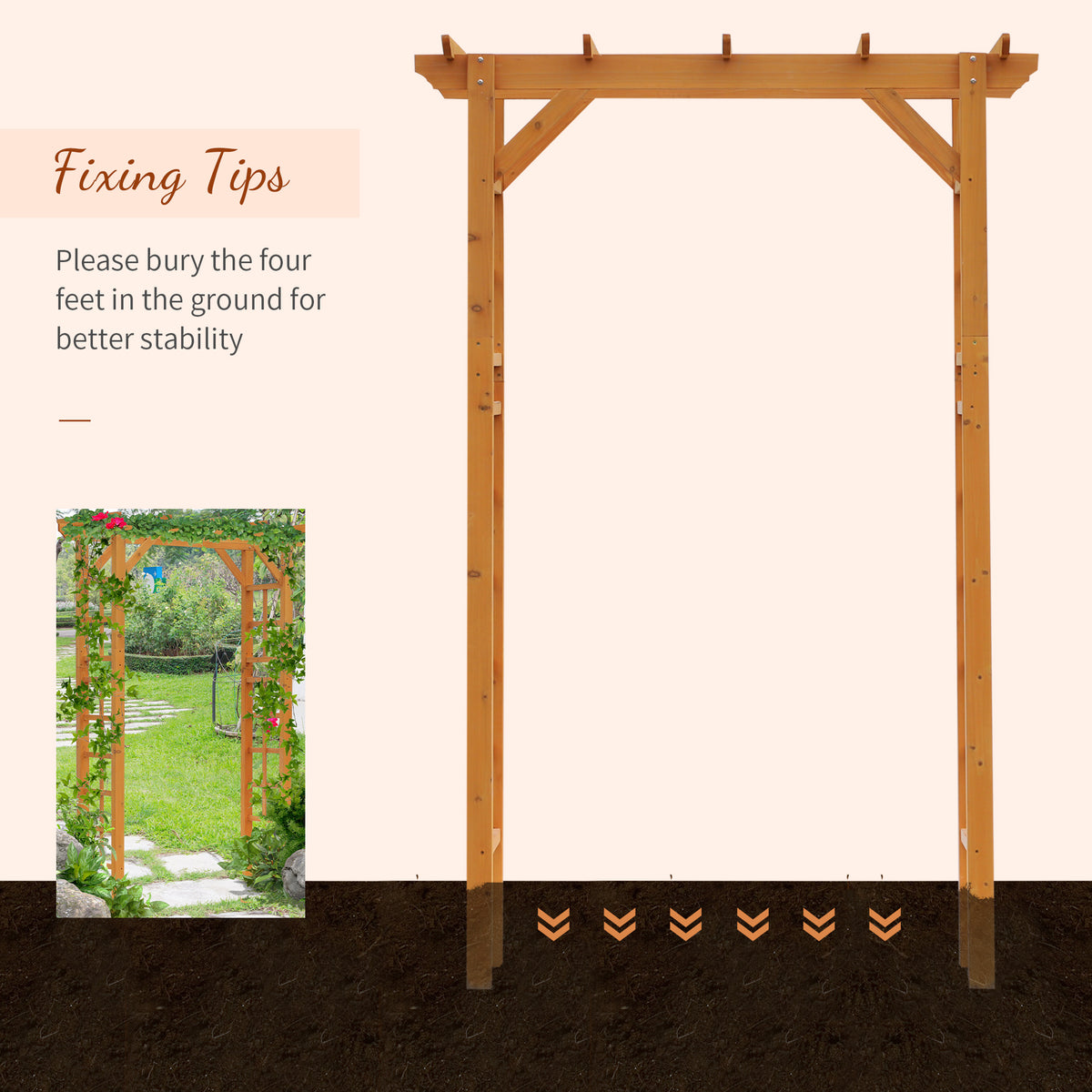 85" Wooden Outdoor Garden Arbour, Garden Arch Trellis for Climbing Vines  for Wedding and Ceremony -