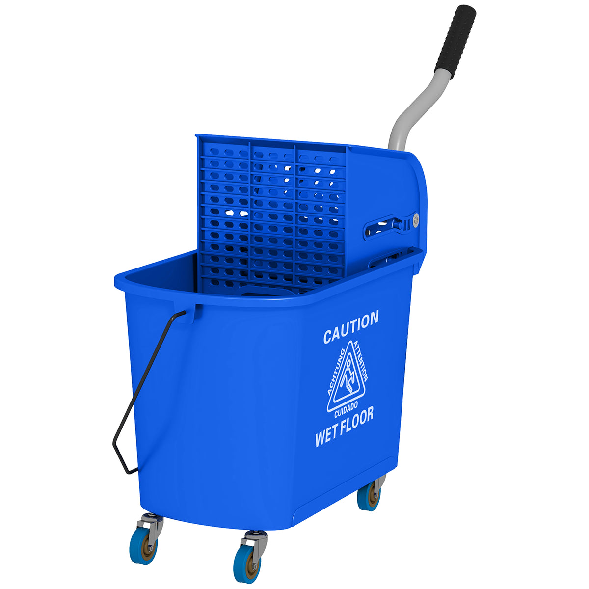 Compact Mop Bucket with Wringer, Mop Bucket on Wheels, 5 Gallon, Separate Dirty and Clean Water, Yellow – view 15