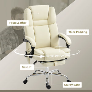 Massage Office Chair, Reclining Executive Office Chair with 6-Point Vibration, Footrest and High Back, Black – view 20