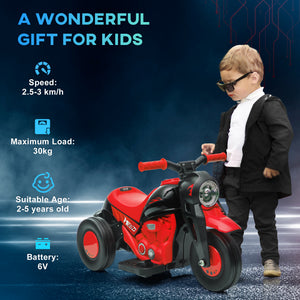 Qaba Electric Motorcycle for Kids, 6V Ride on Bubble Car with LED Headlight, Music, Pedal, for 2-5 Years