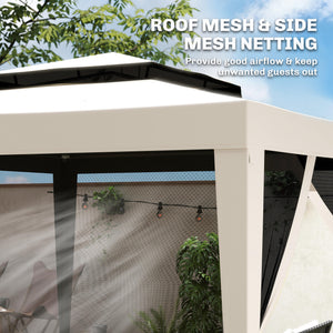 10' x 10' Outdoor Canopy Tent Party Tent with Mesh Netting and Double Tier Roof for Backyard, Garden – view 12
