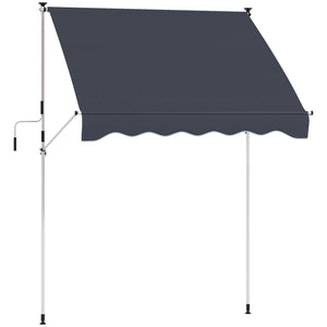 6.6'x5' Manual Retractable Patio Awning Sun Shelter Window Door Deck Canopy, Water Resistant UV Protector