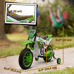 Aosom Kids Dirt Bike 12V Battery-Powered Ride-On Electric Motorcycle with Charging Battery, Training Wheels