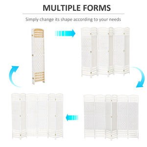 6 Panel Room Divider, 5.6 ft Tall Folding Privacy Screen, Wave Fiber Freestanding Partition Wall Divider for Home Office, White