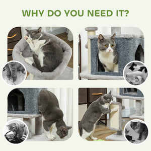 41 Inch Cat Tree with Scratching Posts, Cat Bed, Condo, Grooming Brush, Jumping Platforms, Toy Balls, Anti-tip Kit