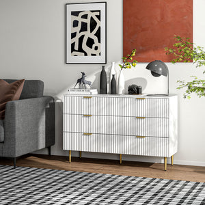 Modern Chest of Drawers 4 Drawer Dresser for Bedroom with Gold Legs and Handles, Black – view 28