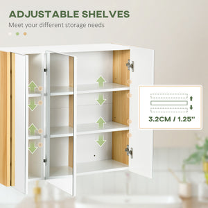 Wall Mounted Medicine Cabinet with Mirror Wall Mirror Cabinet with 3 Doors and Adjustable Storage Shelves Gray