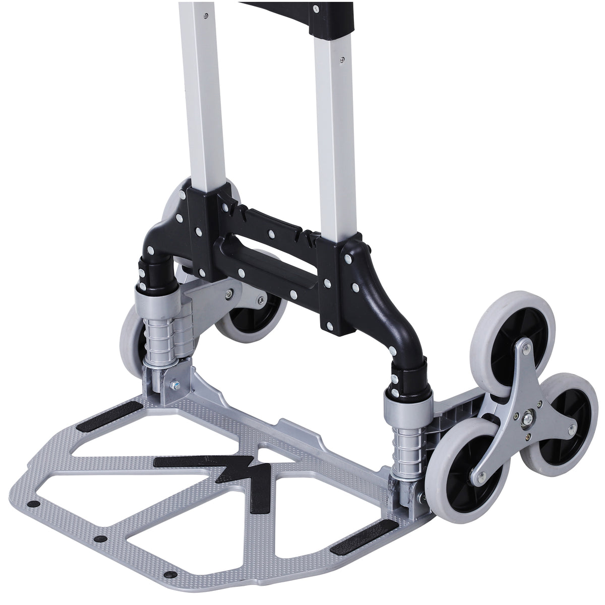 6-Wheels Stair Climber Hand Truck, Dolly Heavy Duty Folding Steel Load Cart with Adjustable Telescoping Handle for Moving, Luggage, Travel & Office, 154lbs Capacity