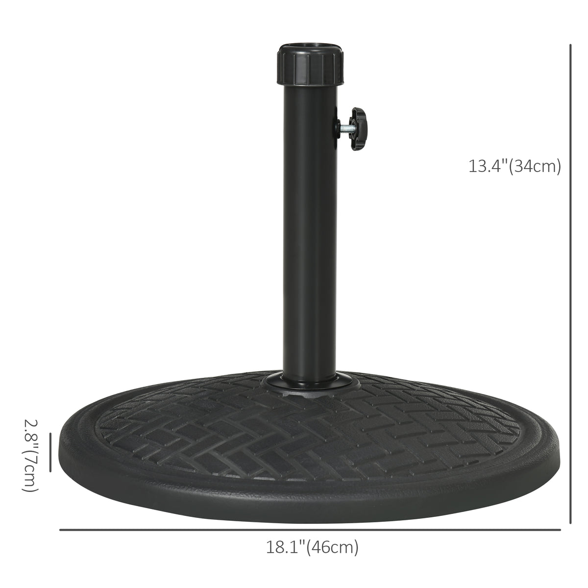 31lbs Concrete Round Patio Umbrella Base Holder, Outdoor Market Umbrella Stand Weight for Lawn, Deck, Backyard, Garden, Black