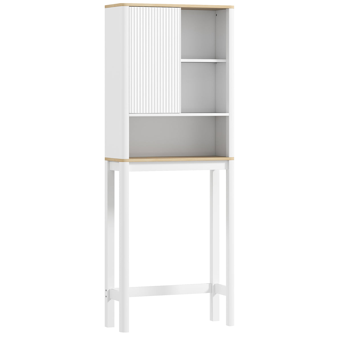 Over The Toilet Storage Cabinet, Bathroom Space Saver Cabinet with Adjustable Shelf, Bathroom Organizer, White