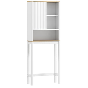 Over The Toilet Storage Cabinet, Bathroom Space Saver Cabinet with Adjustable Shelf, Bathroom Organizer, White