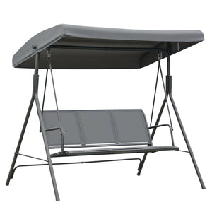 3-Seater Swing Chair Covered Garden Hammock A-Frame Outdoor Porch Glider Sling Seat with Adjustable Canopy Cover, Grey