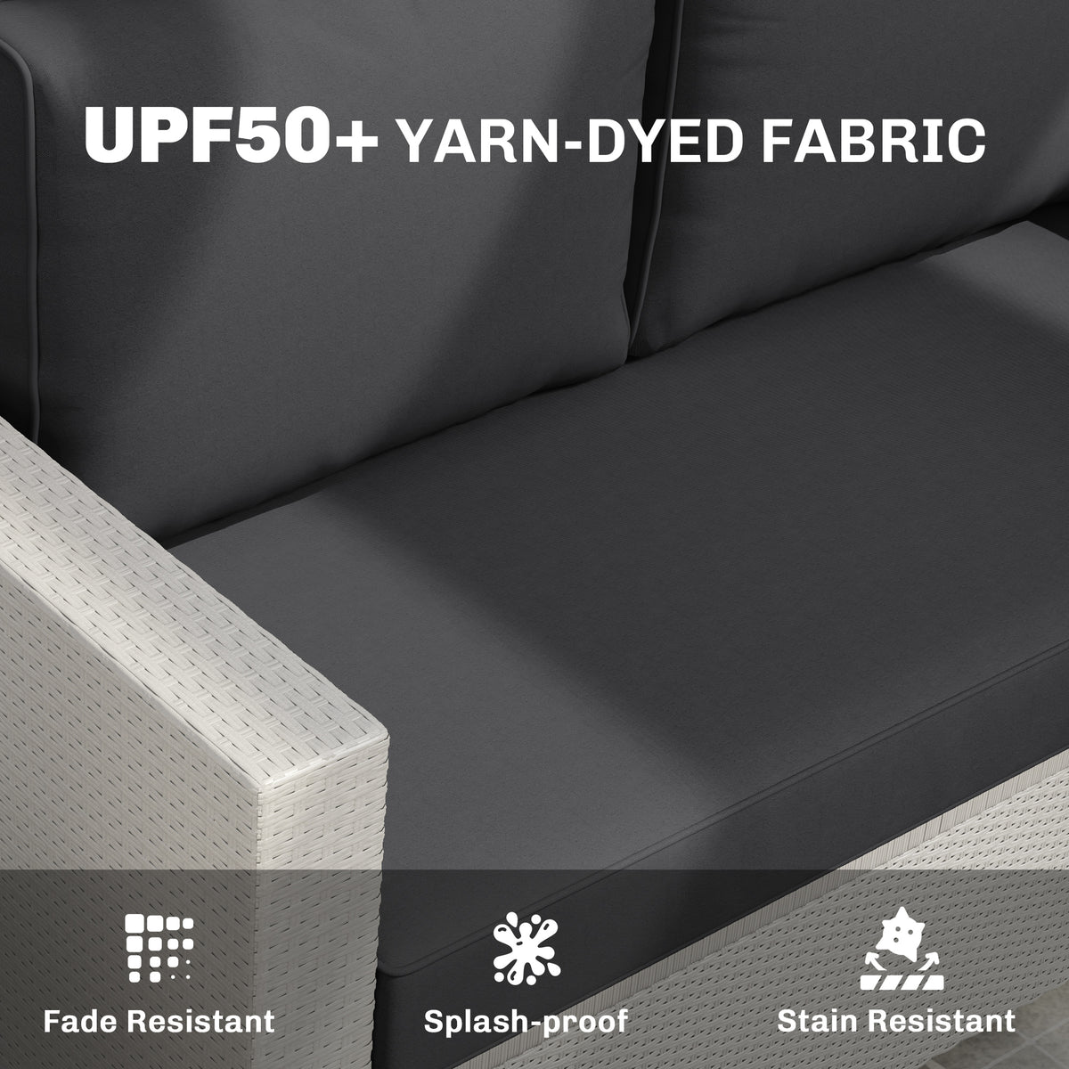 Outdoor Seat Cushions with Backrest, Loveseat Double Sofa Outdoor Furniture Cushions, Beige – view 11
