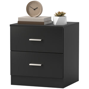 Bedside Table with 2 Drawers, Modern Nightstand for Bedroom, White – view 8