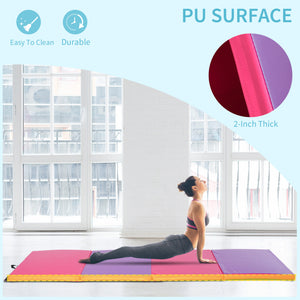 Soozier 4'x10'x2" Folding Gymnastics Tumbling Mat, Exercise Mat with Carrying Handles for Yoga, MMA, Martial Arts, Dark