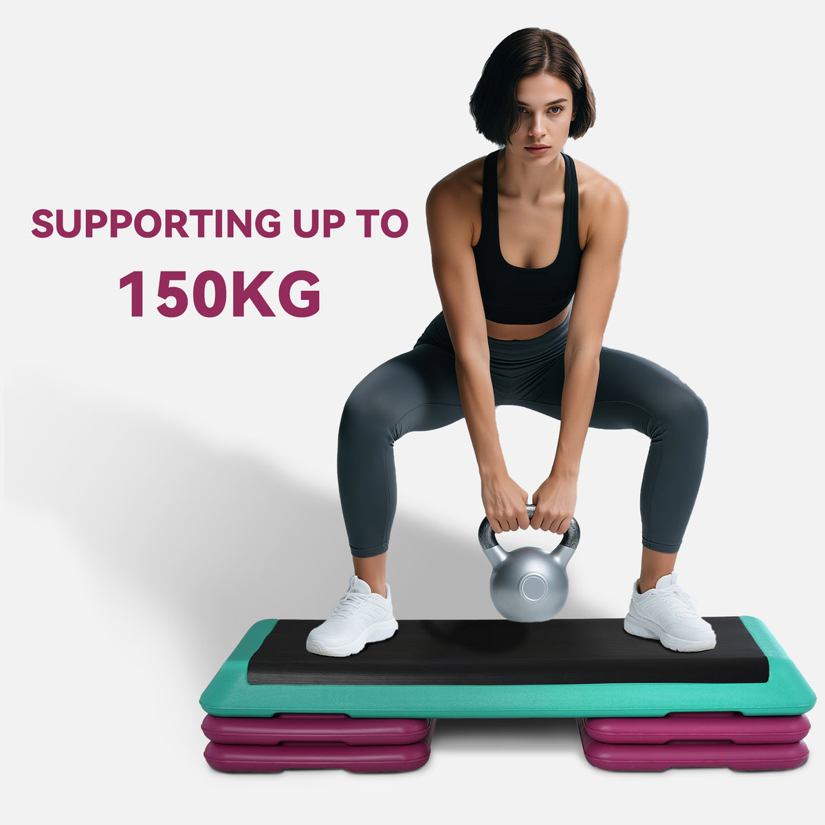 Soozier 3.9"/5.9"/7.9" Aerobic Stepper Exercise with Non-Slip Top for Home, Office, Indoor, Outdoor, Multicolour