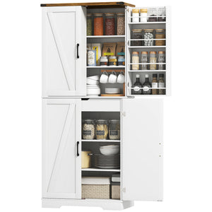 72" Kitchen Pantry Cabinet, Farmhouse Storage Cabinet with 4 Doors, Drawer – view 15