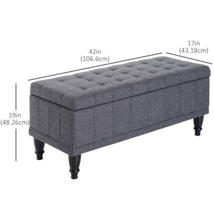 Storage Ottoman, Linen Fabric End of Bed Bench with Soft Close Lid – view 12
