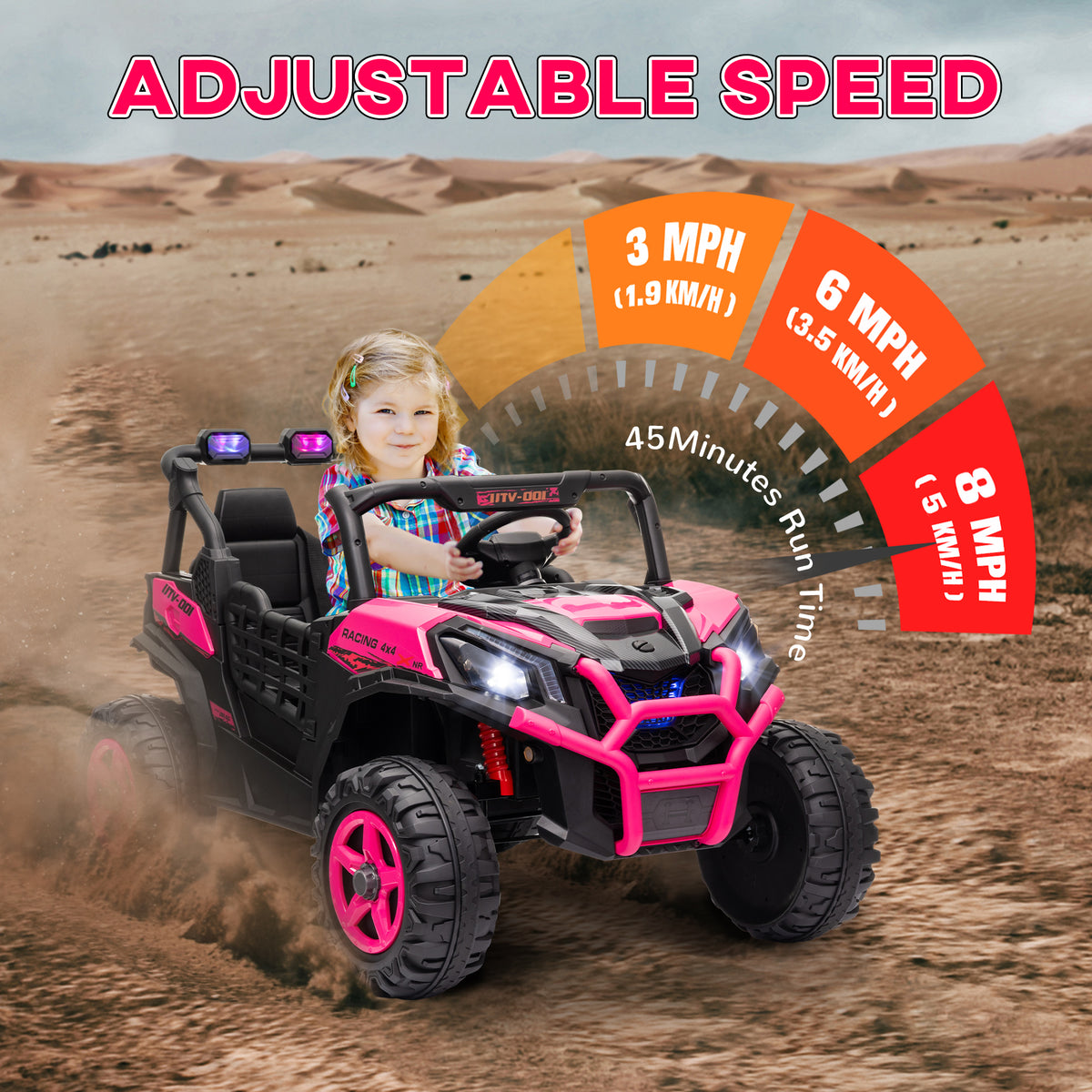 Qaba 2 Seater 24V Electric Car for Kids w/ Remote Control, 3 Speed, LED Lights, Music, Horn, Spring Suspension