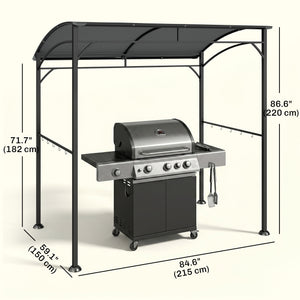 7' x 5' BBQ Grill Gazebo Tent, Garden Grill Canopy with Steel Frame and Hooks, Outdoor Sun Shade, Grey – view 37