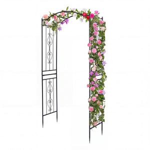 7.5 Feet Garden Arbor Heavy-Duty Metal Arch Trellis with Curved Roof