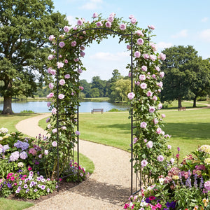 7.5 Feet Garden Arbor Heavy-Duty Metal Arch Trellis with Curved Roof view 9