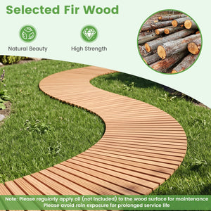 7 FT Wooden Garden Pathway with Anti-slip Surface for Gardens Patios-Natural view 7