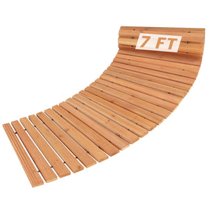7 FT Wooden Garden Pathway with Anti-slip Surface for Gardens Patios-Natural view 4