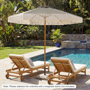 7 Feet Patio Umbrella with Fringe Sun-Protective Beach Umbrella with Boho Tassel-Green view 3
