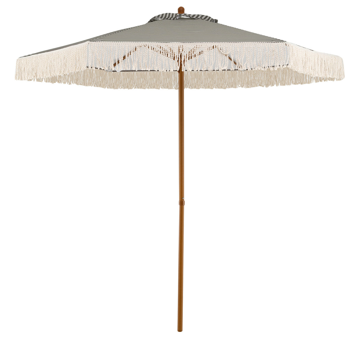 7 Feet Patio Umbrella with Fringe Sun-Protective Beach Umbrella with Boho Tassel-Green view 4