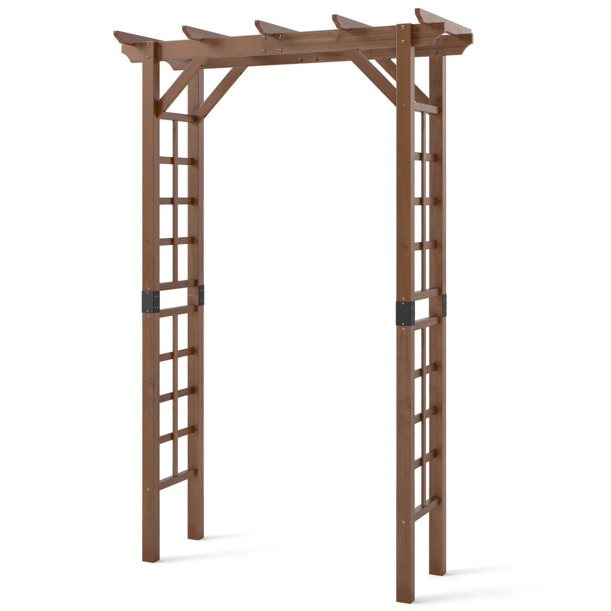 7 Ft Garden Arch Wooden Arbor Outdoor Wood Trellis for Climbing Plants-Rustic Brown view 4