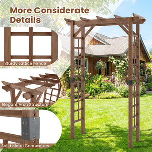 7 Ft Garden Arch Wooden Arbor Outdoor Wood Trellis for Climbing Plants-Rustic Brown view 9