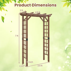 7 Ft Garden Arch Wooden Arbor Outdoor Wood Trellis for Climbing Plants-Rustic Brown view 5