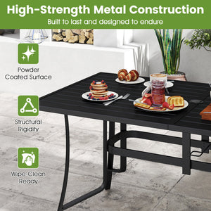 7-Piece Patio Dining Set for 6 with Rectangle Metal Table and Stackable Breathable Mesh Armchairs-Brown view 9
