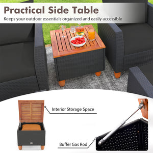 7 Pieces Patio Furniture PE Rattan Sectional Sofa Set with Armchairs and Table-Black view 5