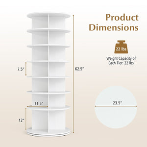 7-Tier Rotating Shoe Rack Tower Freestanding Spinning Shoe Organizer-White view 5
