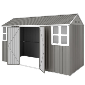 8.5' x 5.5' Metal Garden Storage Shed, Outdoor Tool Storage House with Lockable Door, Vents, Sloped Roof – view 29