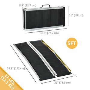 5ft Wheelchair Ramp Scooter Mobility Non-Skid PVC Layering Portable Foldable Aluminium