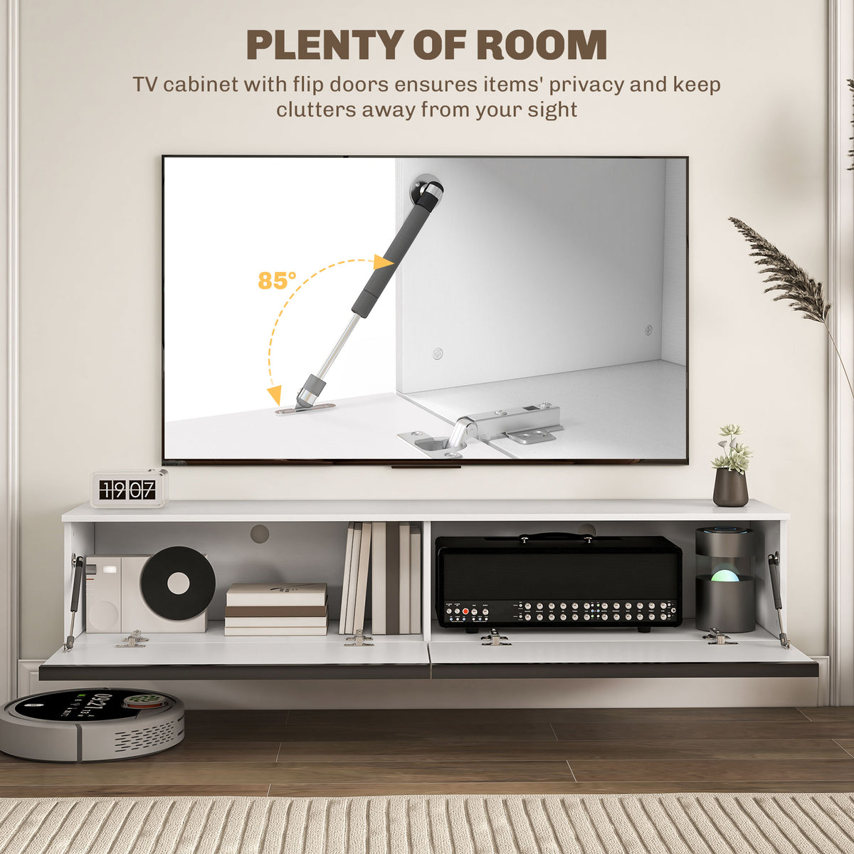 Wall Mounted TV Stand, Floating TV Cabinet with Storage, for TVs up to 70", High Gloss Effect – view 18