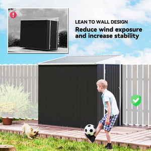 4' x 8' Outdoor Storage Shed Lean to Shed Outdoor Metal Tool Shed with Lockable Door and Air Vents – view 19