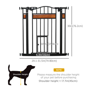 29.1''-31.5'' Extra Wide Dog Gate with Cat Door, 30"H Stair Gate with Extension, Wall Cups, Pressure Fit – view 2
