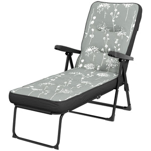 Outdoor Lounge Chair with Padded Cushion, Folding Reclining Patio Garden Chair with Recline Back, Footrest – view 15