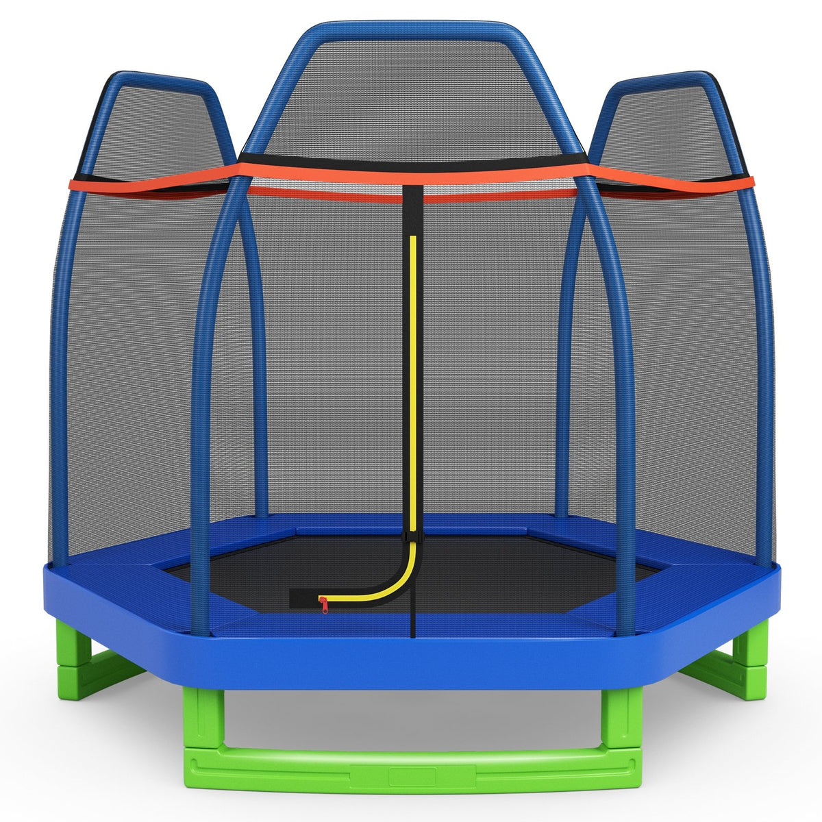 7 Ft Kids Trampoline W/ Safety Enclosure Net-Blue