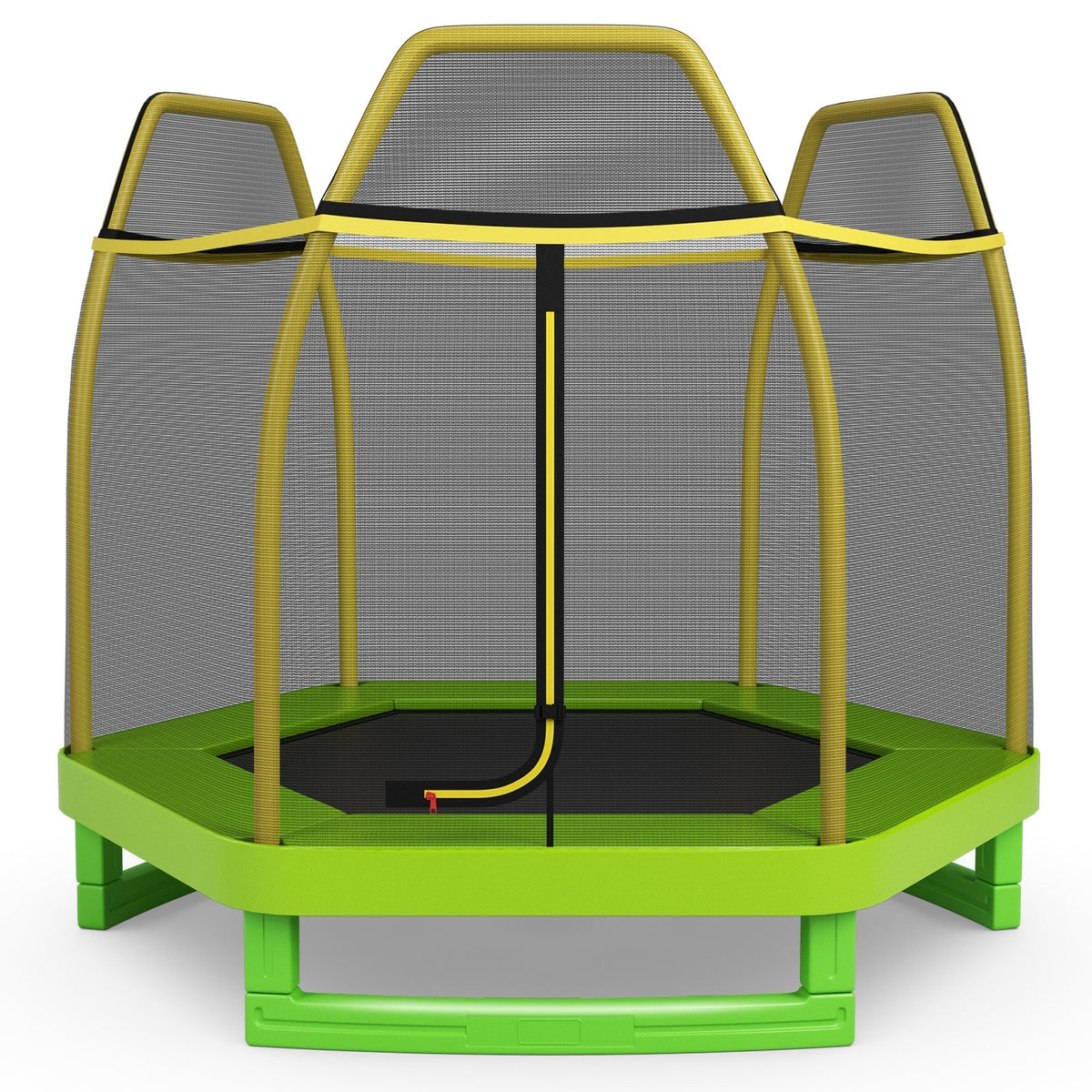 7FT Kids Trampoline with Safety Enclosure Net-Green